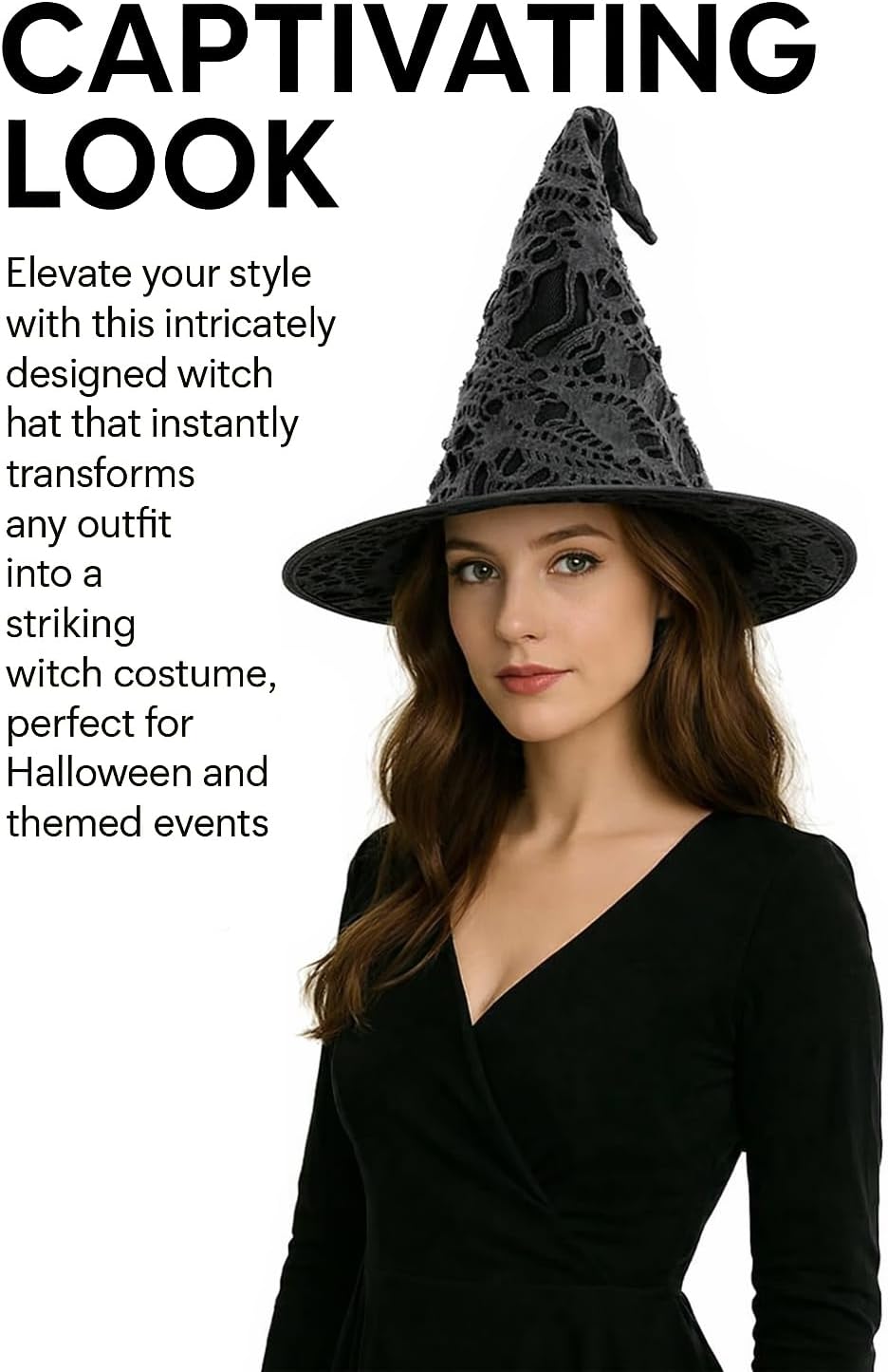 Witch Hat,wizard hat, Witch Costume – Spooky Vintage Halloween Accessory for Cosplay & Costume Parties