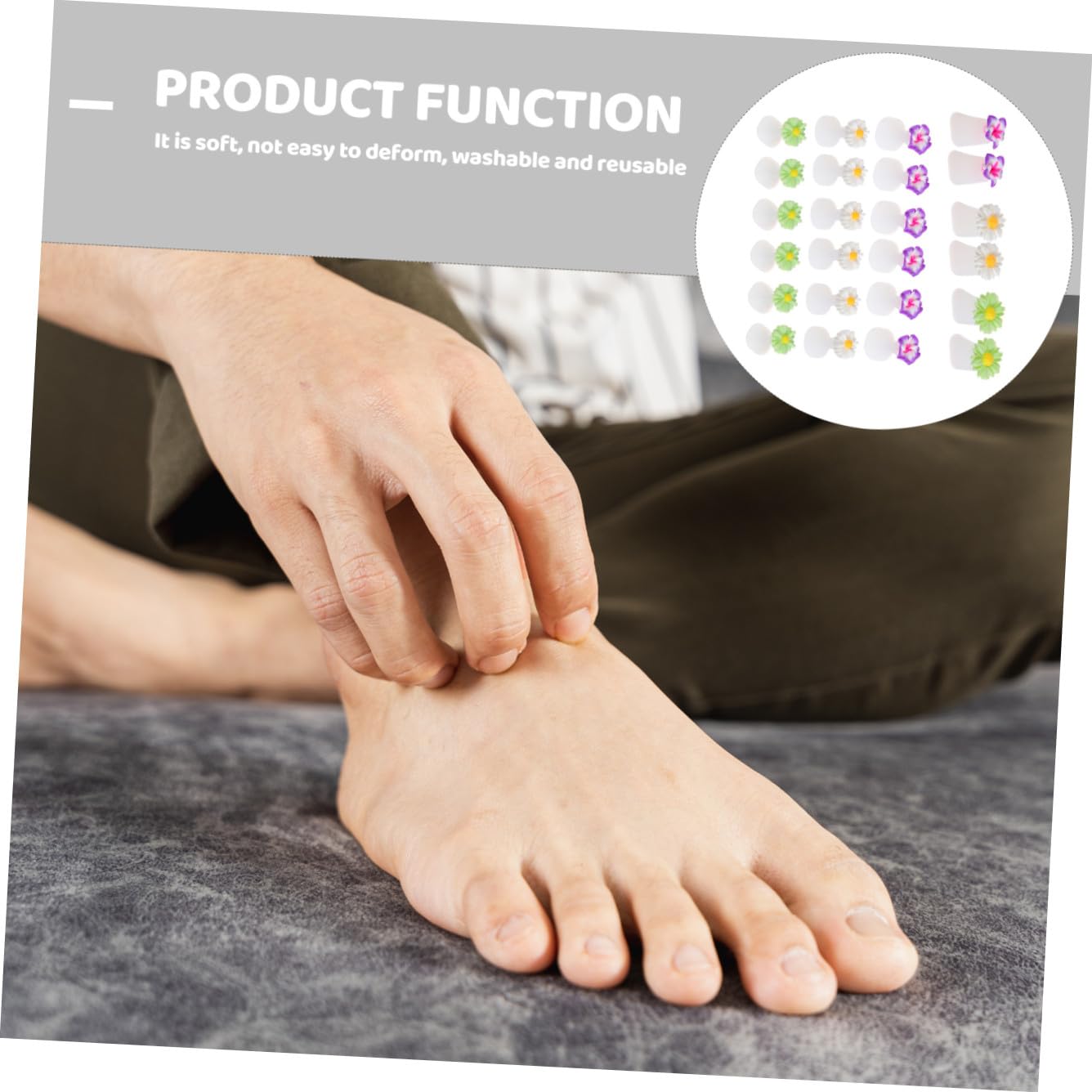 Ipetboom Silicone Toe Finger Separators 24pcs/kit Daisy Toe Spacer Tool Comfortable Foot Separ