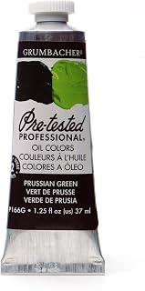 Grumbacher Pre-Tested Oil Paint, 37ml/1.25 Ounce, Prussian Green (P166G)