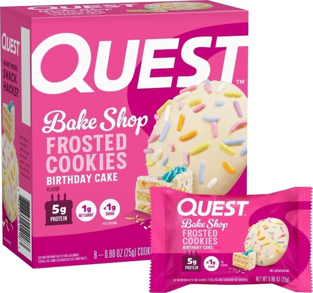 Quest Nutrition Frosted Protein Cookies, Birthday Cake Flavored, 8 Count