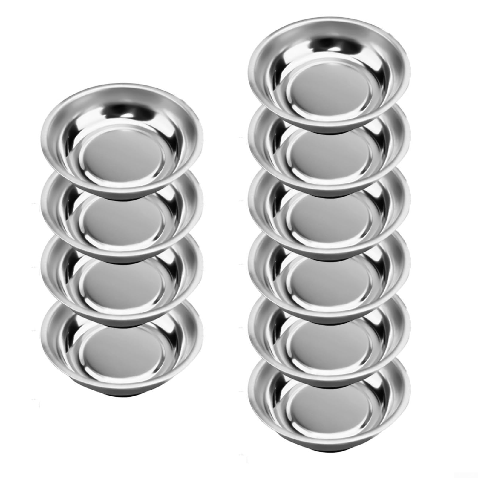 Paquete de 10 bandejas magnéticas de acero inoxidable de 3 pulgadas con base antideslizante para taller, garaje y organización de cajas de herramientas