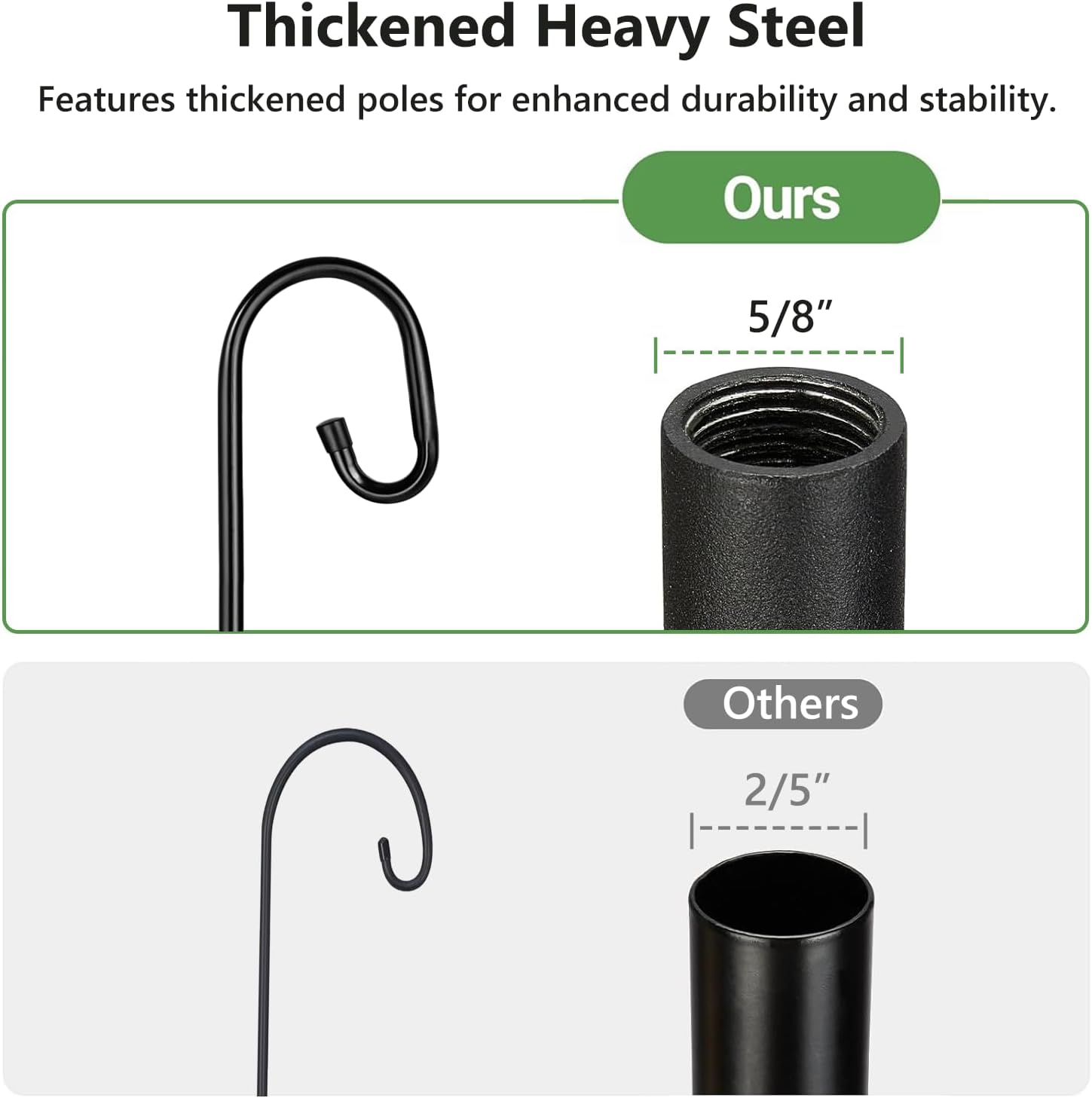 Shepherds Hooks for Outdoor Heavy Duty, 76 Inch Adjustable Bird Feeder Pole with 5 Prong Base, Hummingbird Feeder Stand and Plant Hanger for Garden, Lanterns & Wind Chimes