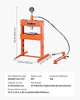 Vista 7 de VEVOR Prensa hidráulica de tienda, prensa de 10 T con estructura en H, placa para prensa y base en forma de H, prensa hidráulica ajustable y estable
