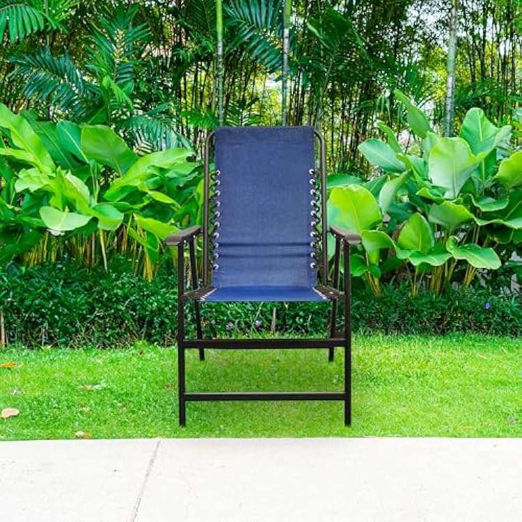 Caravan Canopy Suspension Portable Folding Sports Chair with Bungee Suspension and Textaline Fabric, 300 Pound Weight Capacity, Blue