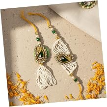 Designer Lumba Rakhi for Brother and Bhabhi with Roli, Greeting Card & Decorative Shubh Nariyal – Multicolor Beads & Thread Rakhi Combo