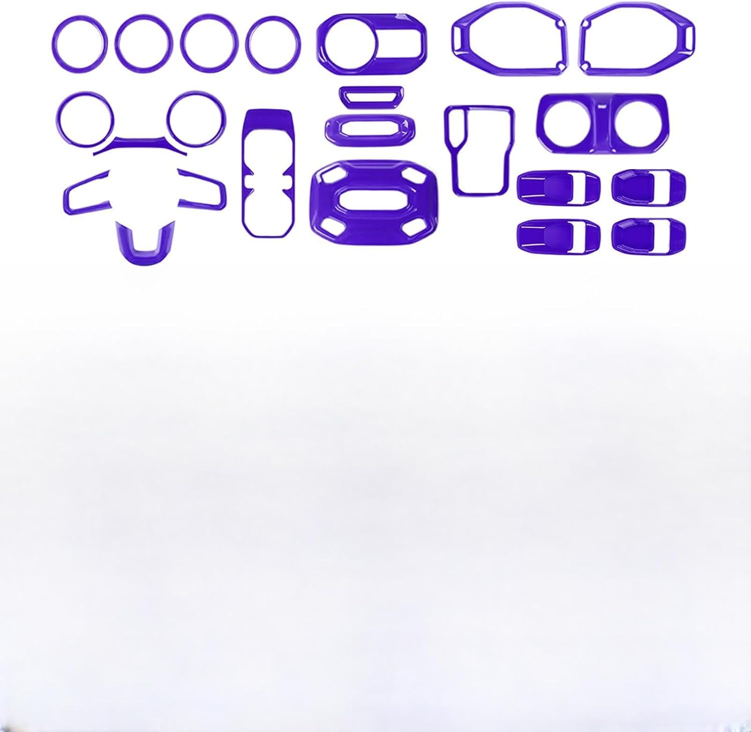 23PCS Full Set Interior Decor Trim Kits Fit for 2018-2023 Jeep Wrangler JL JLU & Gladiator JT 4Door Dashboard Cup Holder Headlight Switch Gear Shift Roof Speaker Map Light Inner Door Bowl Trim