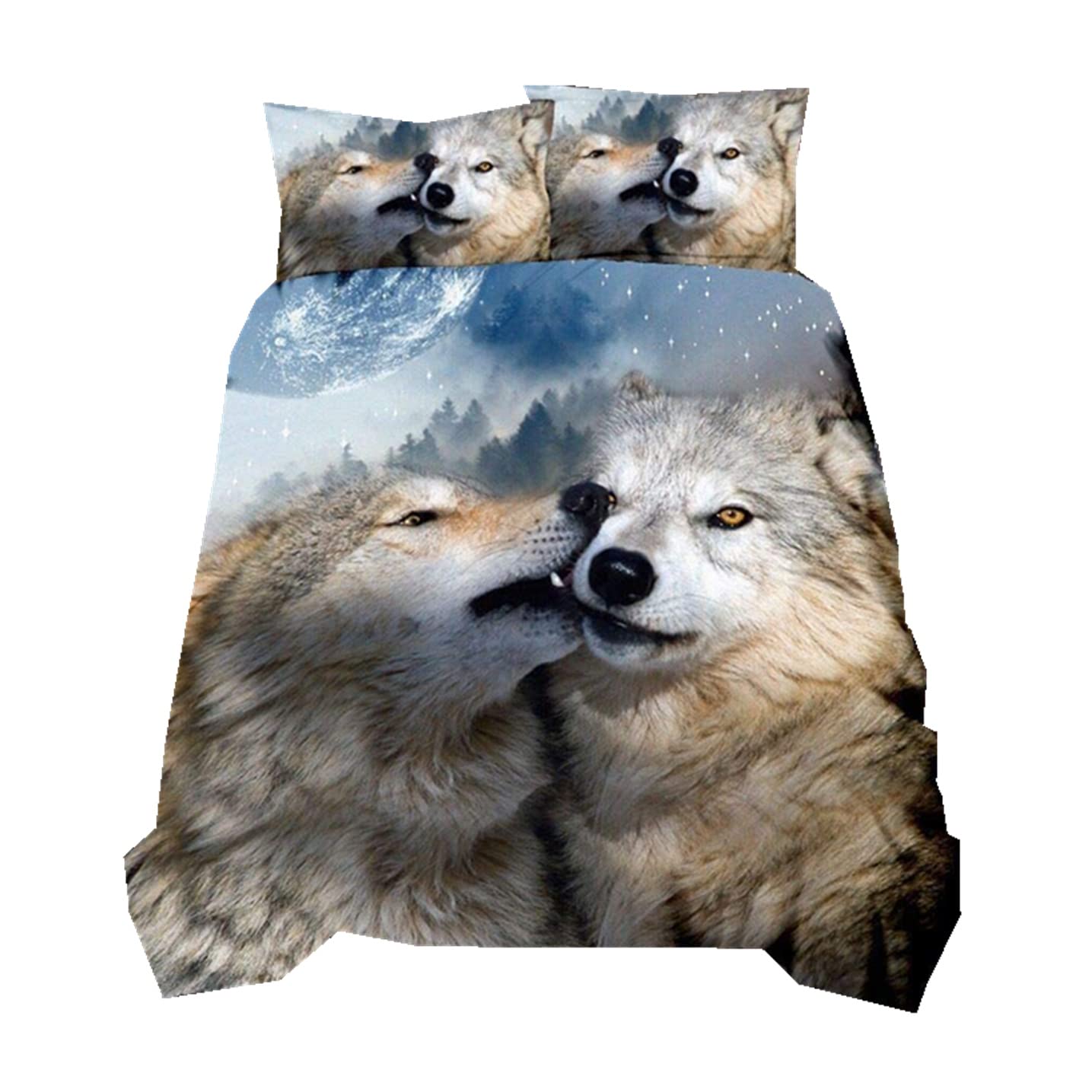Parure de lit loup premium 220x240 cm en microfibre tissée