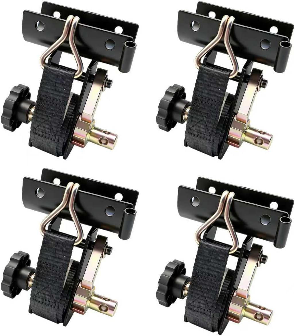 Ladder Rack Ratchet Straps with J-Hook 4PCS, 1.5" Wide x 7.5' Long Ratchet Tie Down Strap Roof Rack, 2" Black Round Tube Mount, 500 lbs Load Heavy Duty Cargo Buckle Rack Lock Strap