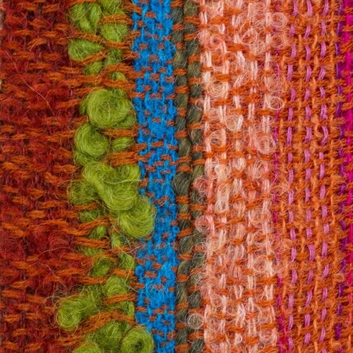 NOVICA Artisan Handmade Baby Alpaca Blend Scarf Woven Striped Multicolored from Peru Wool Accessories Scarves Wrap Bohemian ' Bohemian Rainbow'3