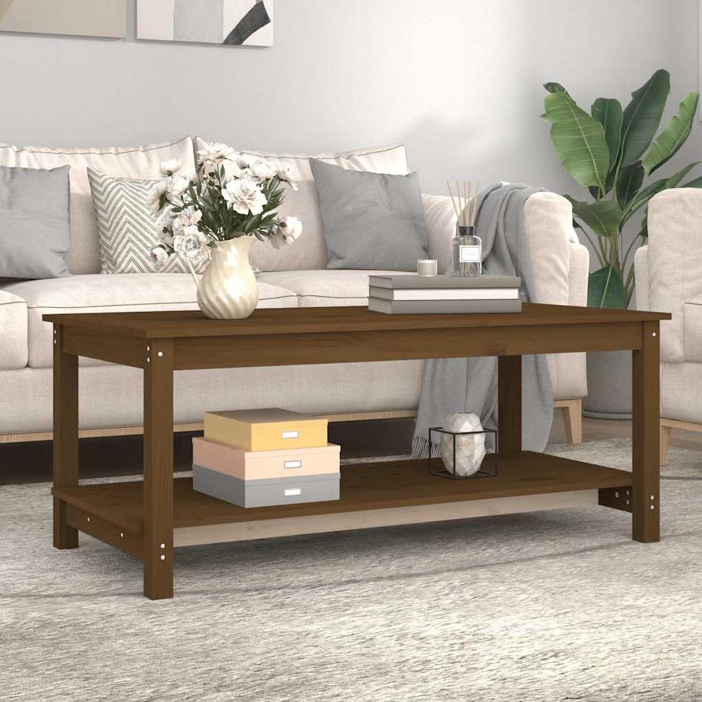 Générique Stolik kawowy z litego drewna sosna 110x55x45 cm brązowy