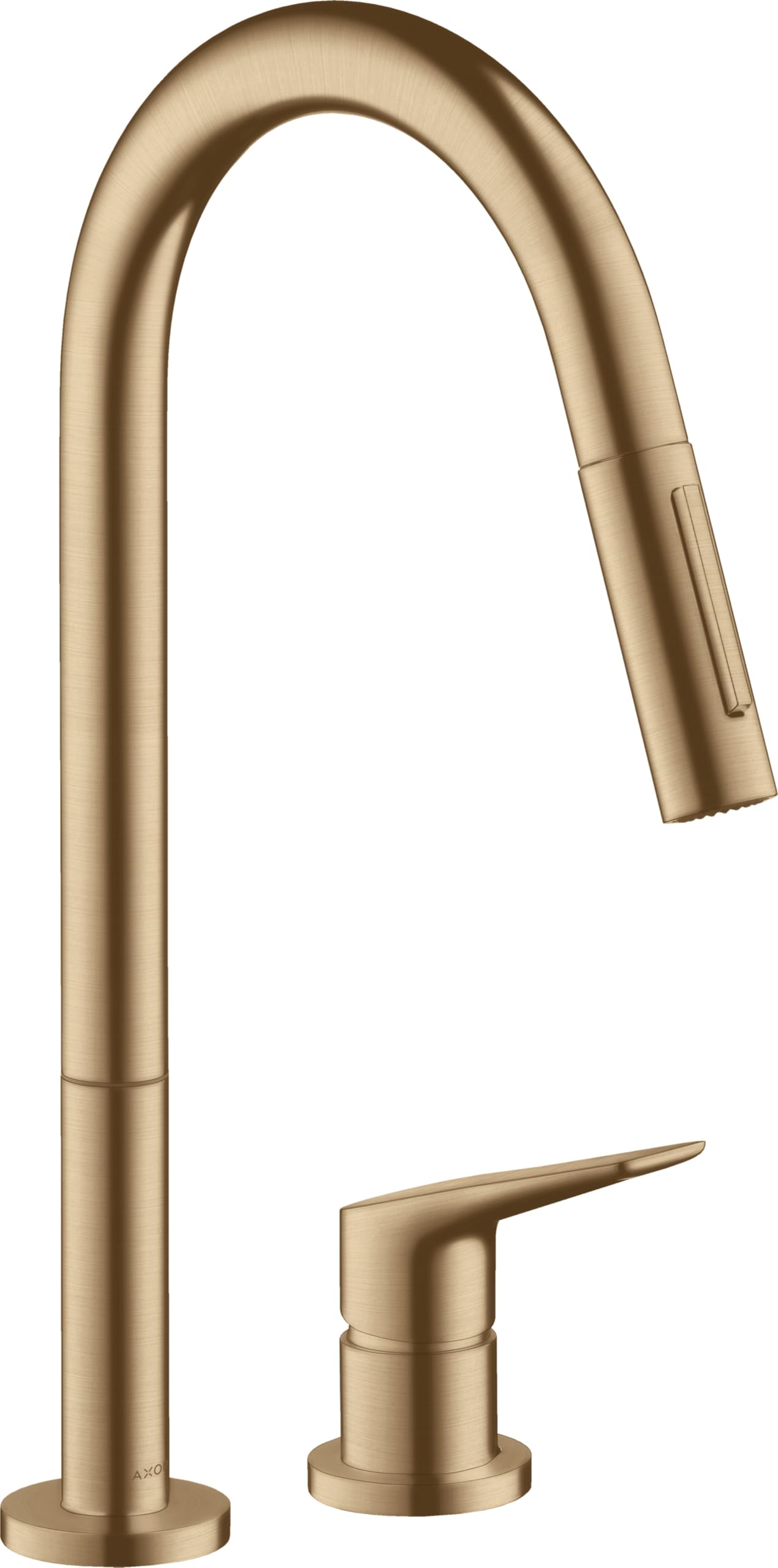 Hansgrohe Axor Citterio M DN 15 2-hole single-lever kitchen mixer 220 with pull-out spray; color: Brushed bronze