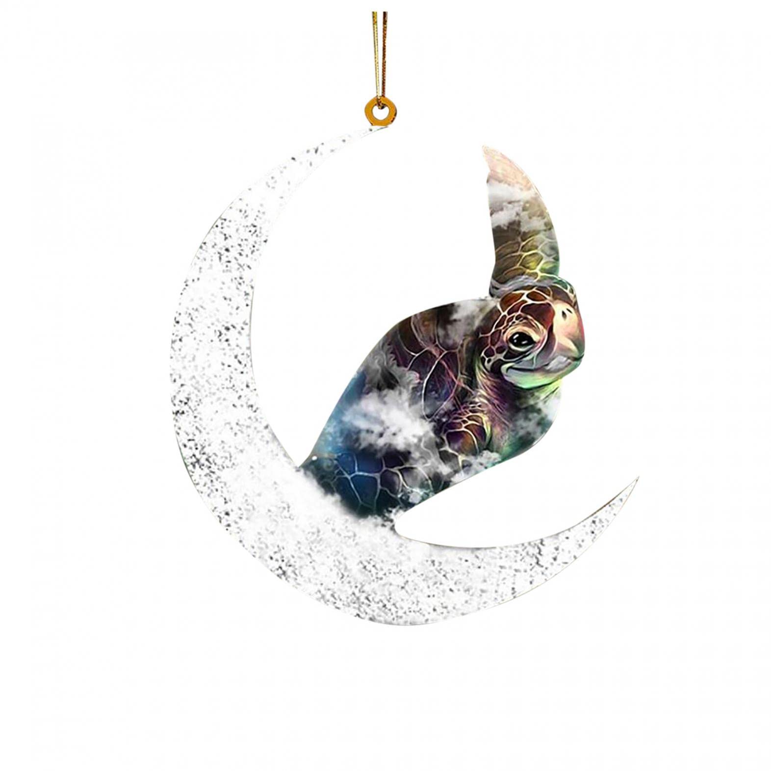 Pendentif de Noël lune et tortue 8,5 cm pour sapin et décoration de fenêtres