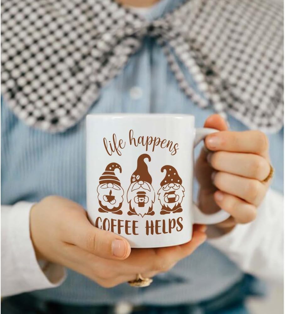 Funny Coffee Gnomes Mug Coffee Bar Gift - Life Happens Coffee Helps Novelty Birthday Christmas Thanksgiving Gifts for Women, Her, Friends, Coworkers, Wife, Mom, Daughter, Sister, Aunt-238 - Image 2
