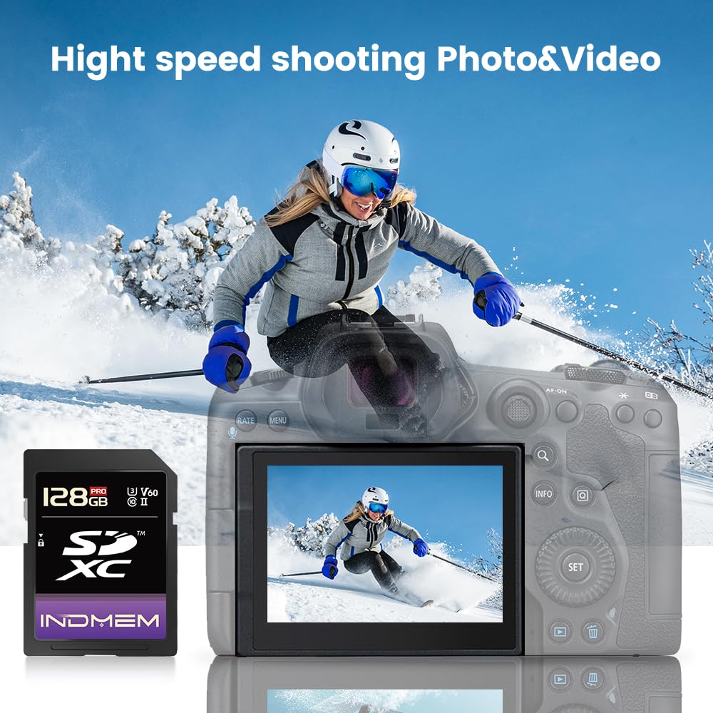 Tarjeta SD de 128 GB UHS-I V60 U3 SDXC, lectura de alta velocidad de hasta 280 MB/s, tarjetas de memoria V60 para cámara profesional de video 4K/6K