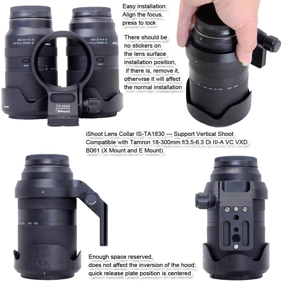 Lens Collar Tripod Mount Ring Compatible with Tamron 18-300mm f/3.5-6.3 Di III-A VC VXD B061 (X/E Mount), Lens Support Bracket Holder Bottom is Arca-Swiss Fit Quick Release Plate