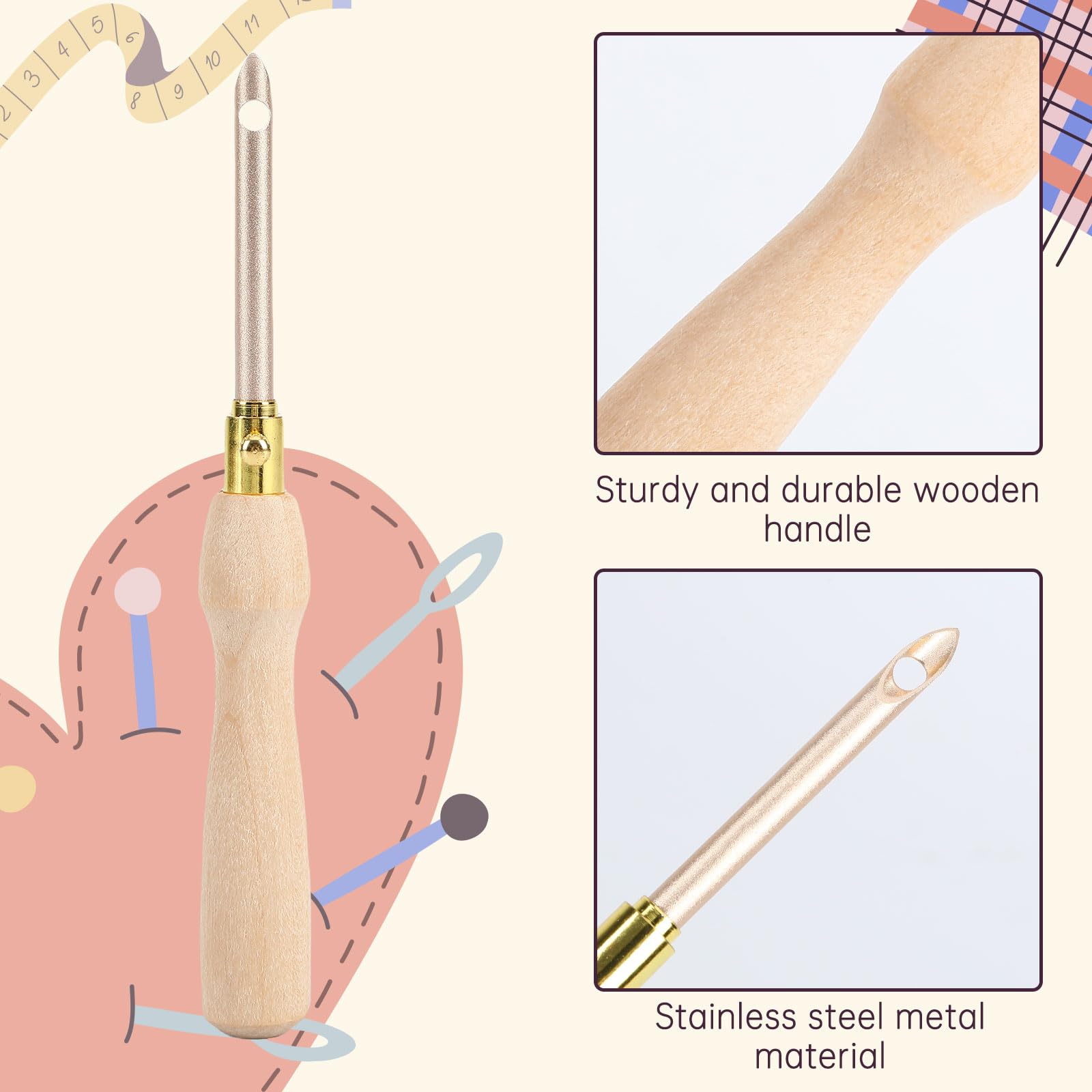 Punch Needle Set With TPR Handle - DIY Embroidery Craft Tool For Stitching On Fabric & Decor