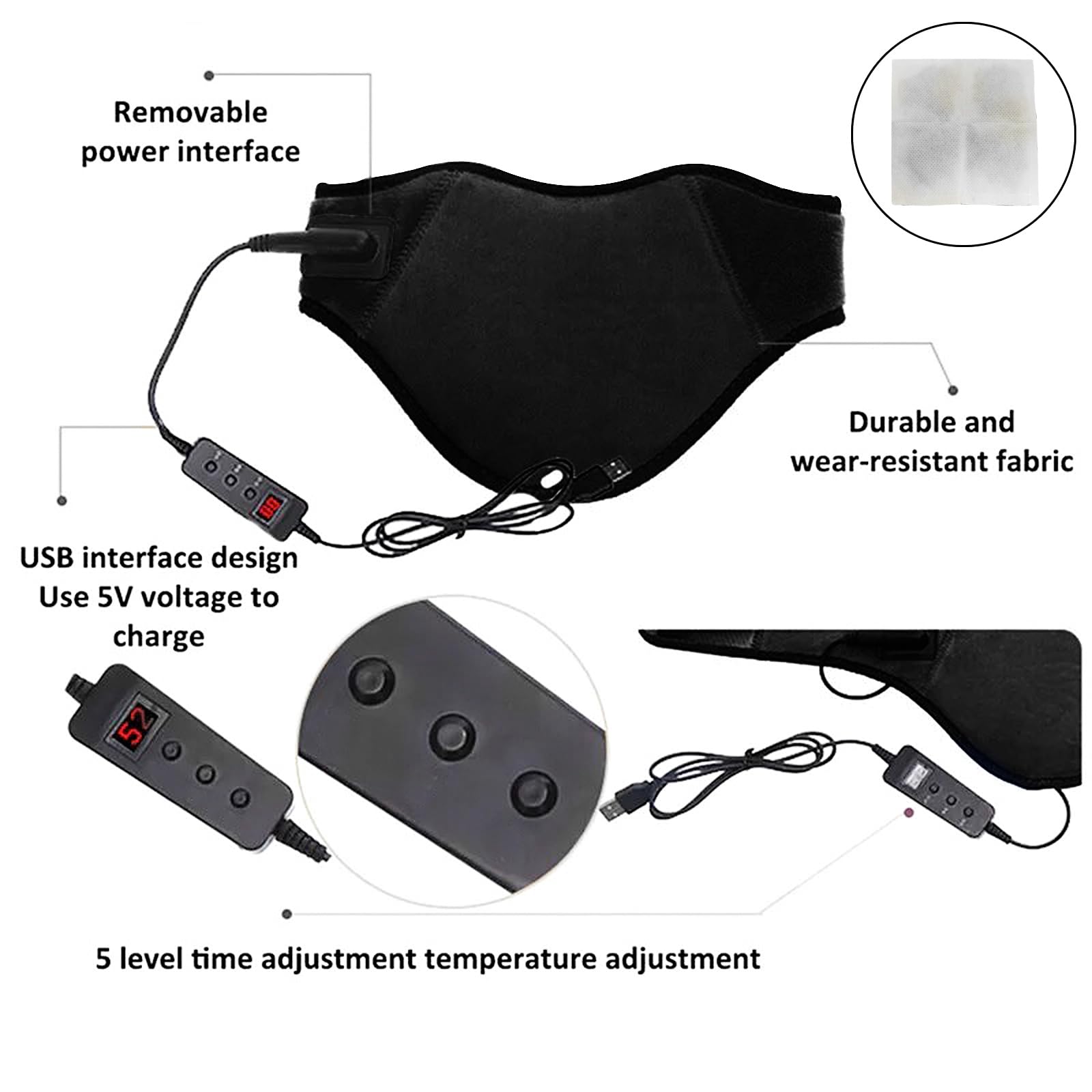 Minerve Chauffante Électrique USB Ceinture Compresse Chaude pour le Cou Thérapie Infrarouge Lointaine Protège De Cou Moxibustion Soulage Douleurs de Nuque 64 * 14 CM