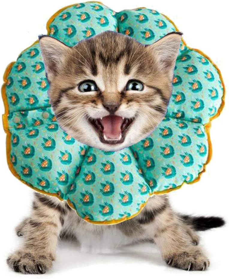 Adjustable Cat Recovery Collar Cat Cone After Surgery, Elizabethan Collars Protective Cone,Soft Edge Anti-Bite/Lick Head Wound Healing for Pets Cat Small Dogs Kitten,8,SM
