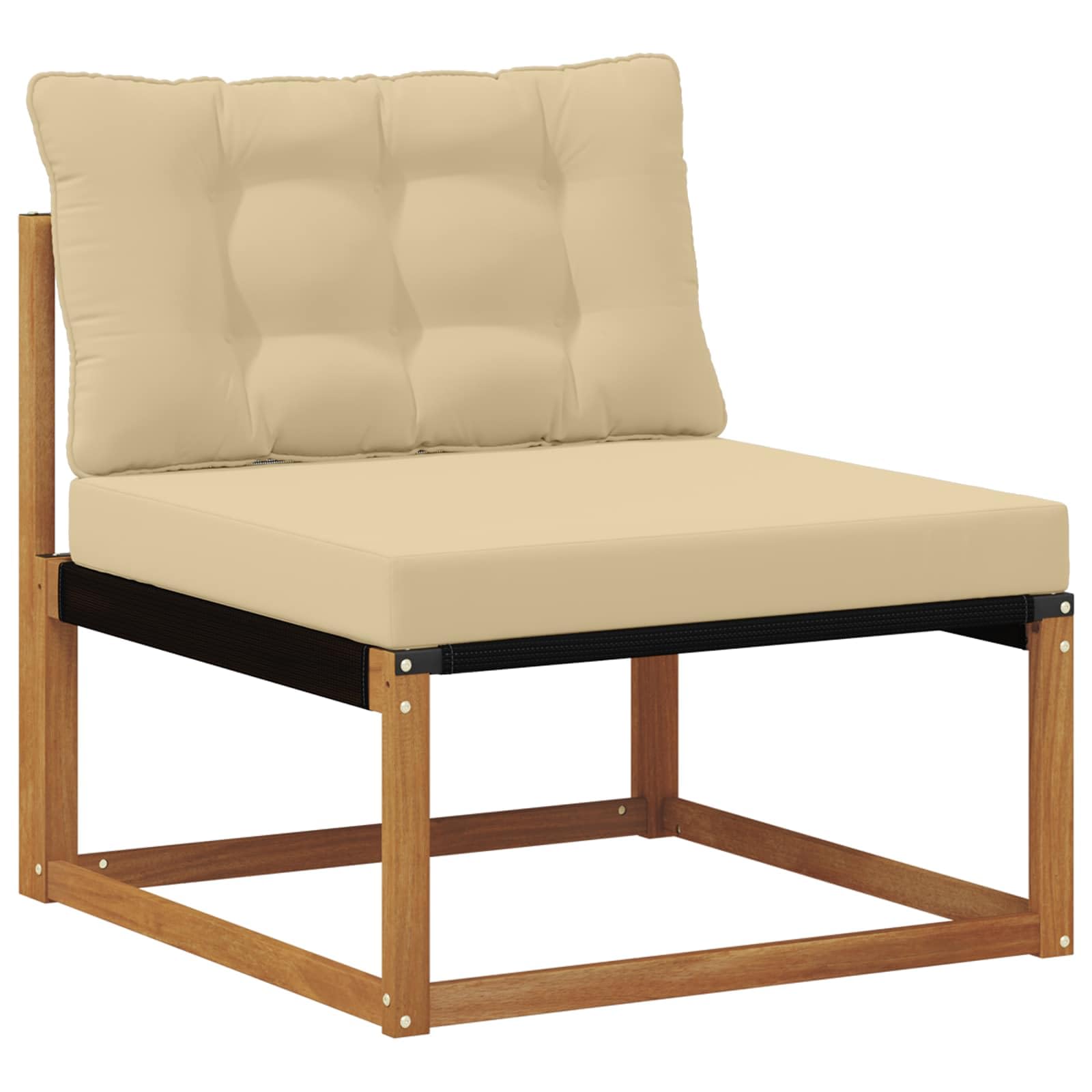 vidaXL Conjunto de sofás de Exterior con cojín 9 pcs Natural y Beige, Muebles de jardín Modernos, sofá Resistente, salón al Aire Libre, Asientos para terraza