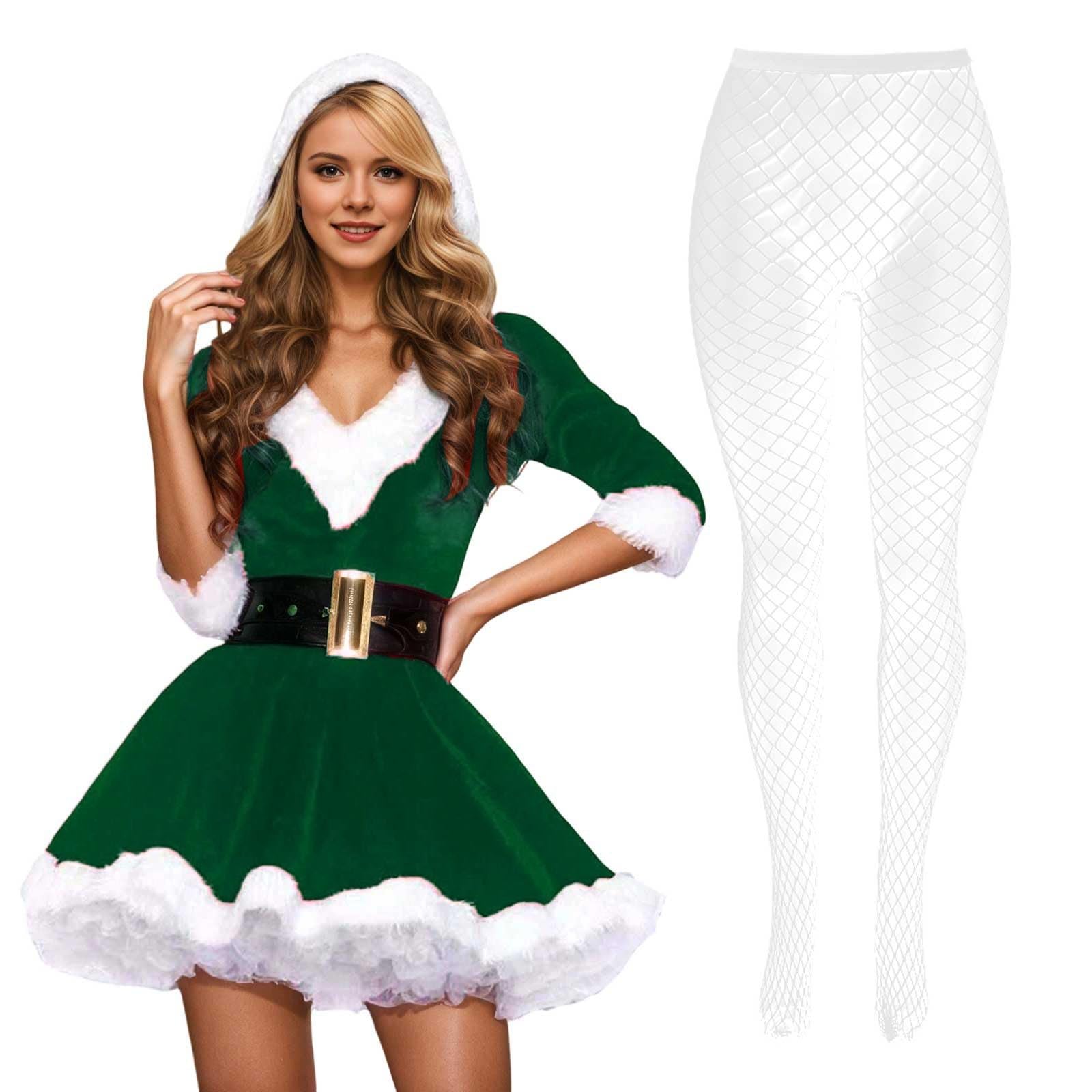 Robe de Père Noël pour spectacle tenue festive complète avec bas - 8