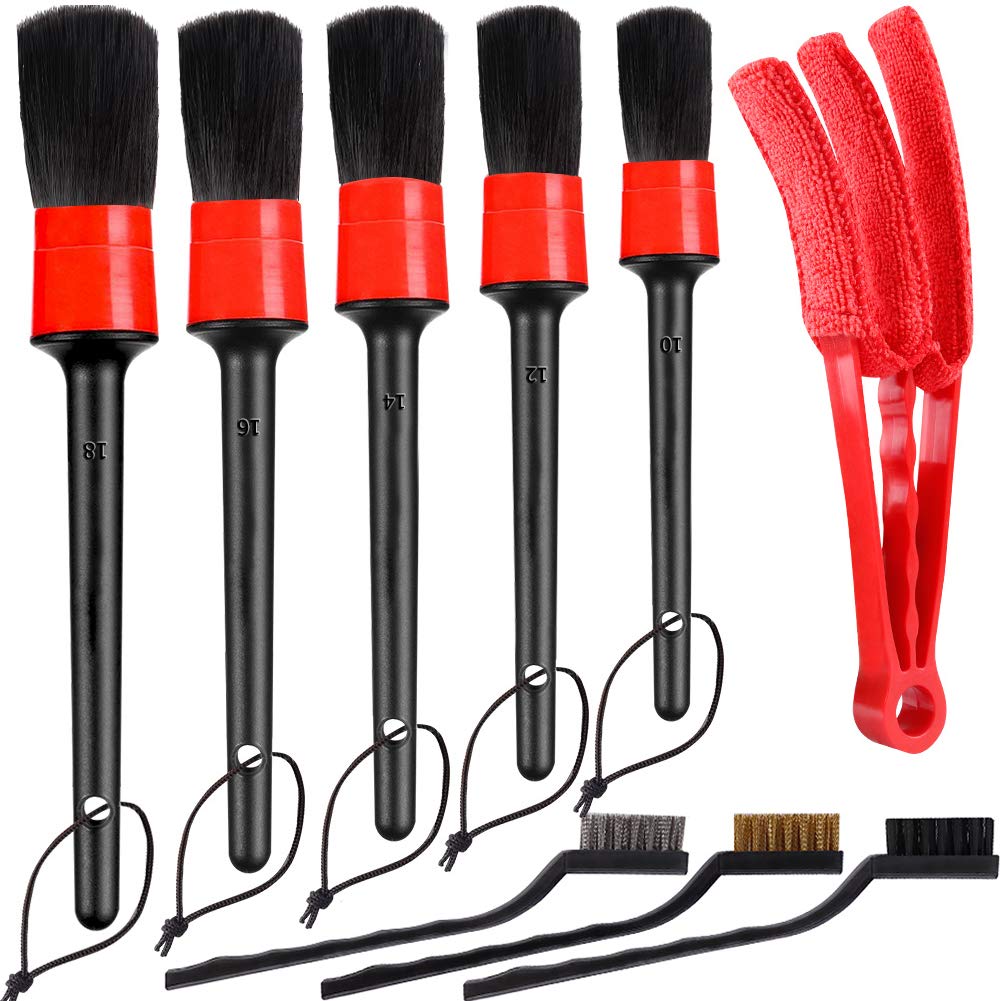 Buy Car Detailing Brush Auto Detail Brush Set of 5 Boar Hair Automotive