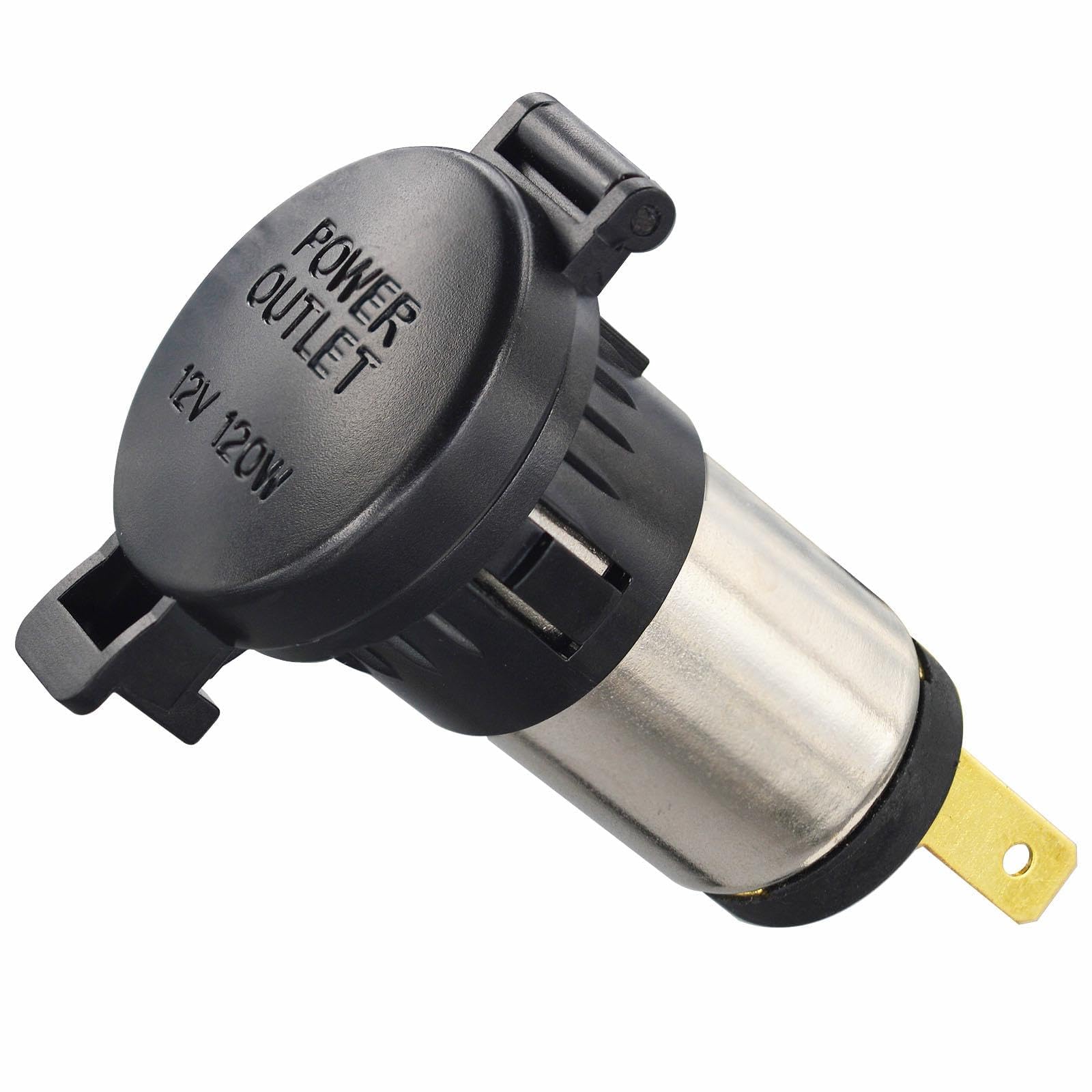 Cigarette Lighter Socket, Waterproof Marine Grade 12V Female Socket Plug Outlet Car Cigarette Lighter Dust Plug for DC 12V-24V Marine Boat Motorcycle, Riding Mower, Tractor, Vehicle, GPS(1 Pack)