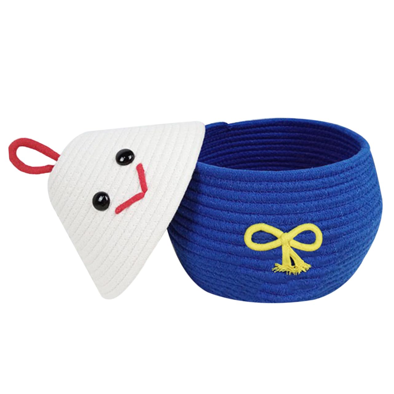 SOESFOUFU Lovely Cotton Rope Woven Basket with Lid Adorable Storage Organizer for Home Cute Animal Design for Sundries Magazines and More for Rooms and Play Areas