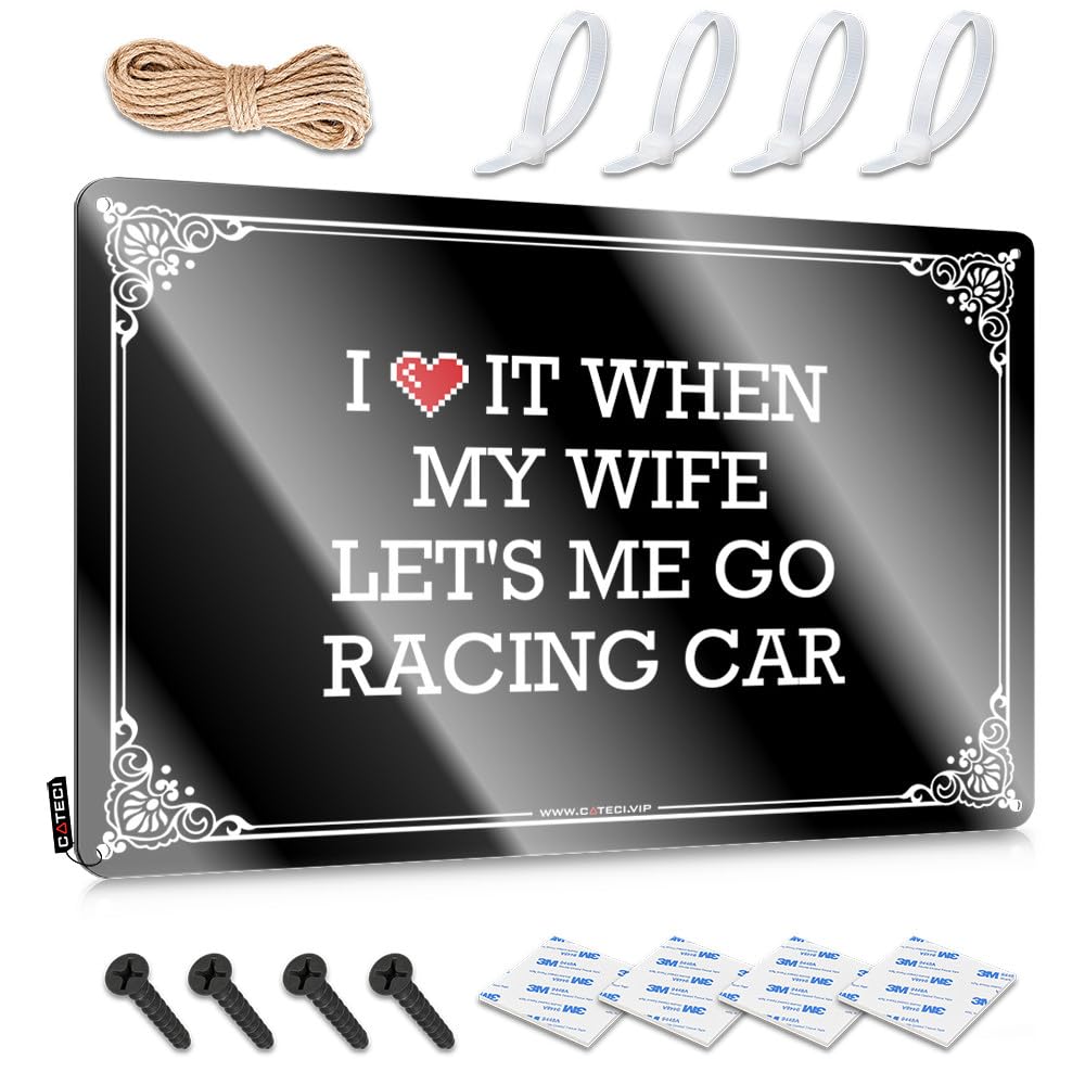 Dorm Room Stuff, Tin Metal Decor Beach Haves I Love It When My Wife Let's Me Go Racing Car | Rustic Decorative Wall Art(30X40CM)
