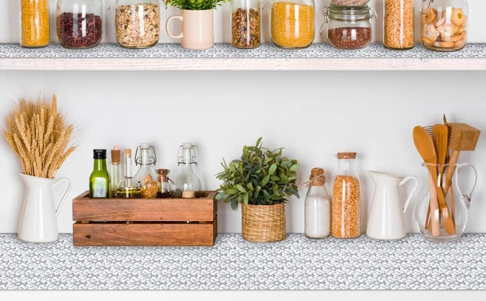 Miniatura 2 de Revestimiento floral para cajones y estantes de 18 pulgadas de ancho x 96 pulgadas de largo, no adhesivo, agarre fuerte, antideslizante, para