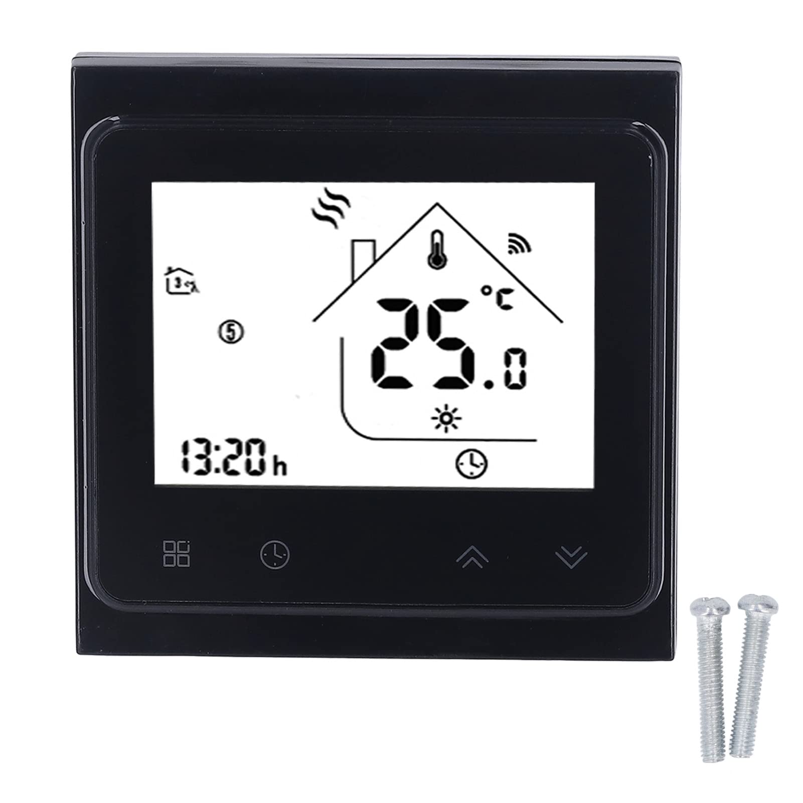 Termostato digitale WiFi con schermo touch LCD per riscaldamento efficiente dell'acqua, controllo preciso della temperatura, nero, 1 unità