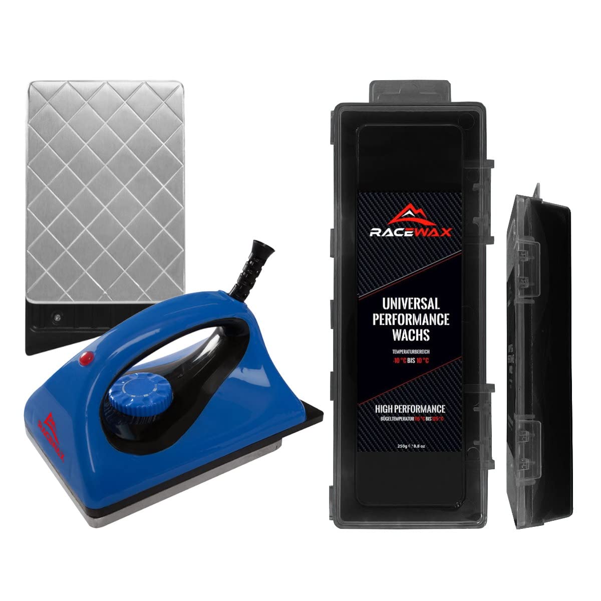 RaceWax Skiwax Set 2-teilig Wachsbügeleisen Universal Wachs Alpin Nordic Wax