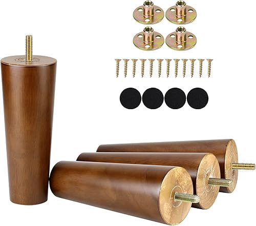 Maricome Juego de 4 patas de madera para muebles de 6 pulgadas, patas de repuesto para gabinete, sofá, silla, sofá, patas de mediados de siglo,