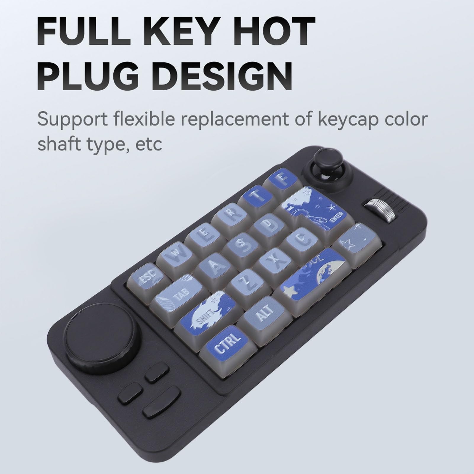 Jectse Pavé Numérique Mécanique Programmable à 19 Touches (Macros), Rétroéclairage LED RGB, connectivité sans Fil 2,4 GHz/Bluetooth 5.0 / Filaire, avec Joystick, Molette de Contrôle
