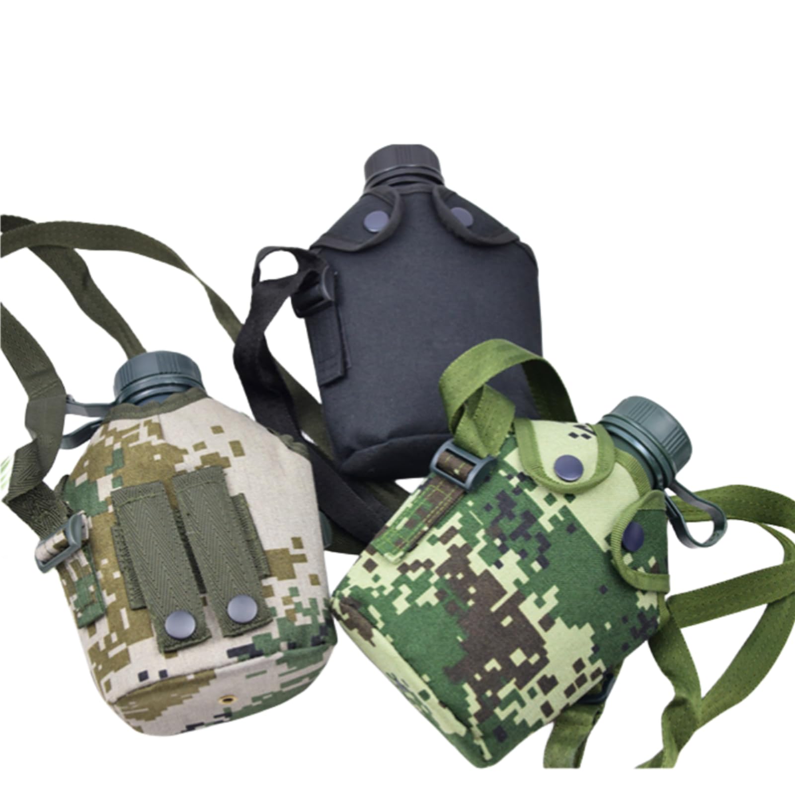LOJAX Borraccia Militare in Alluminio da 1 litro con Borsa in Nylon Rinforzato, Borraccia da Mensa(C)