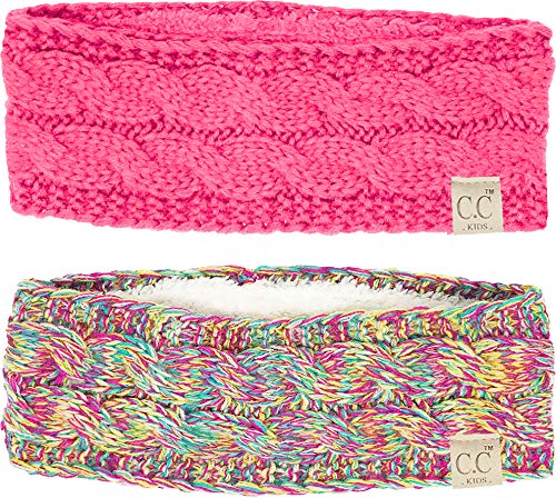 HWK-2-S80.n11 Kids Headwrap 2-Pack: Candy Pink, Rainbow #11