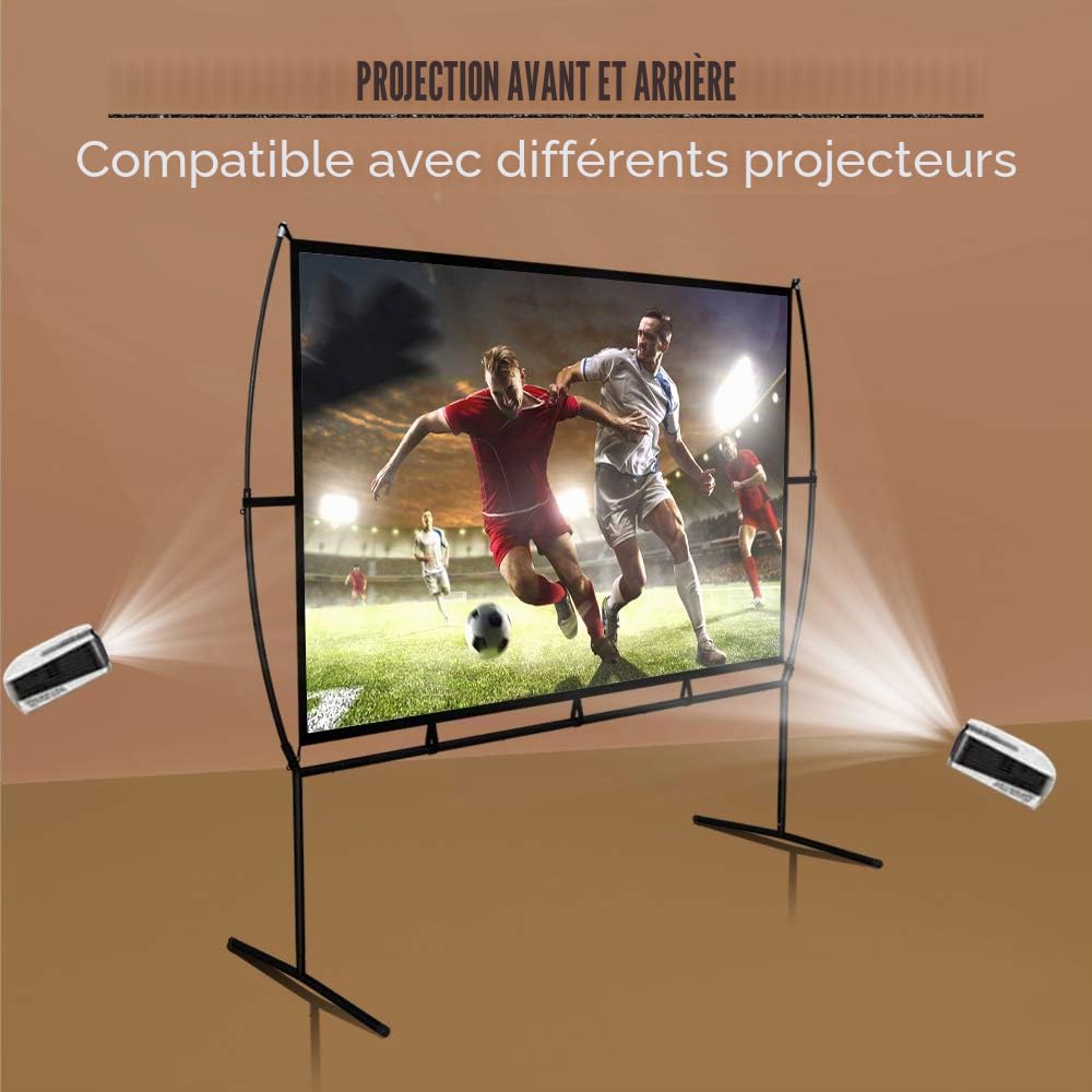 Écran de projection mobile - 339 x 270 cm (150'') - 16:9 - Montage et utilisation faciles - Convient pour le home cinéma et l'extérieur