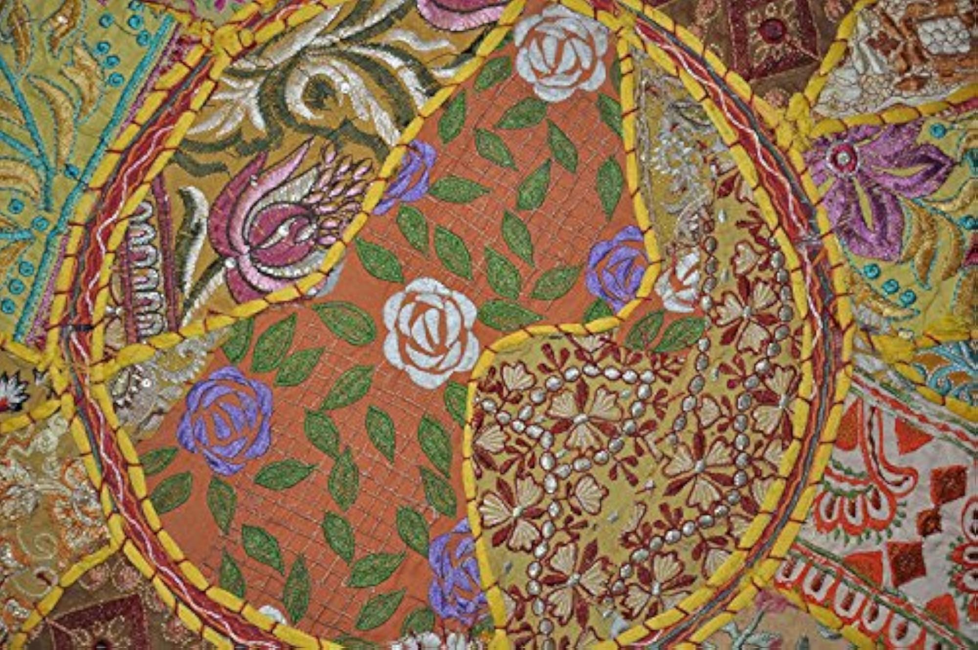 Indian Embroidered Patchwork Decorative Pouf