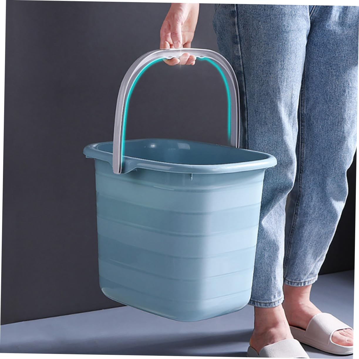 Yardenfun Secchio in Plastica Rettangolare Manico per Giardinaggio e Aziende Agricole, Contenitore Acqua Resistente Antiscivolo e Buona Capacità di Carico