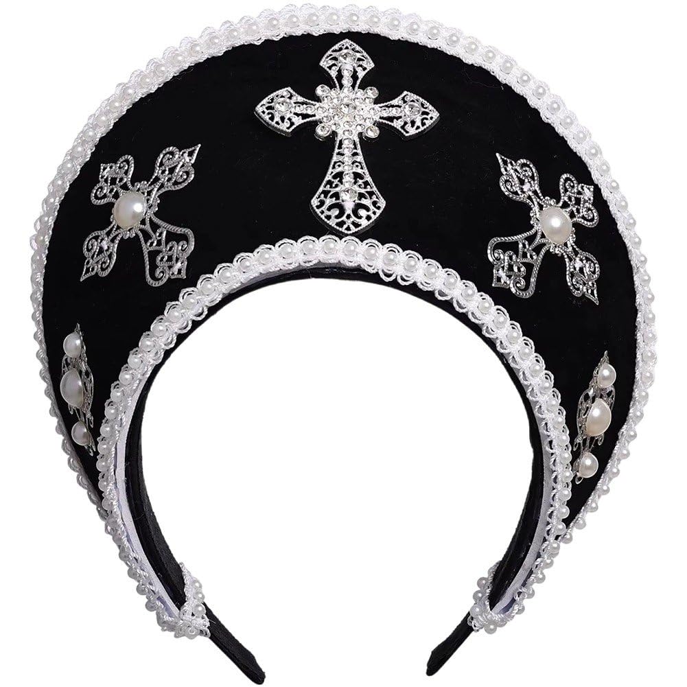 Coiffe française historique avec chapeau Boleyn et bandeau cosplay