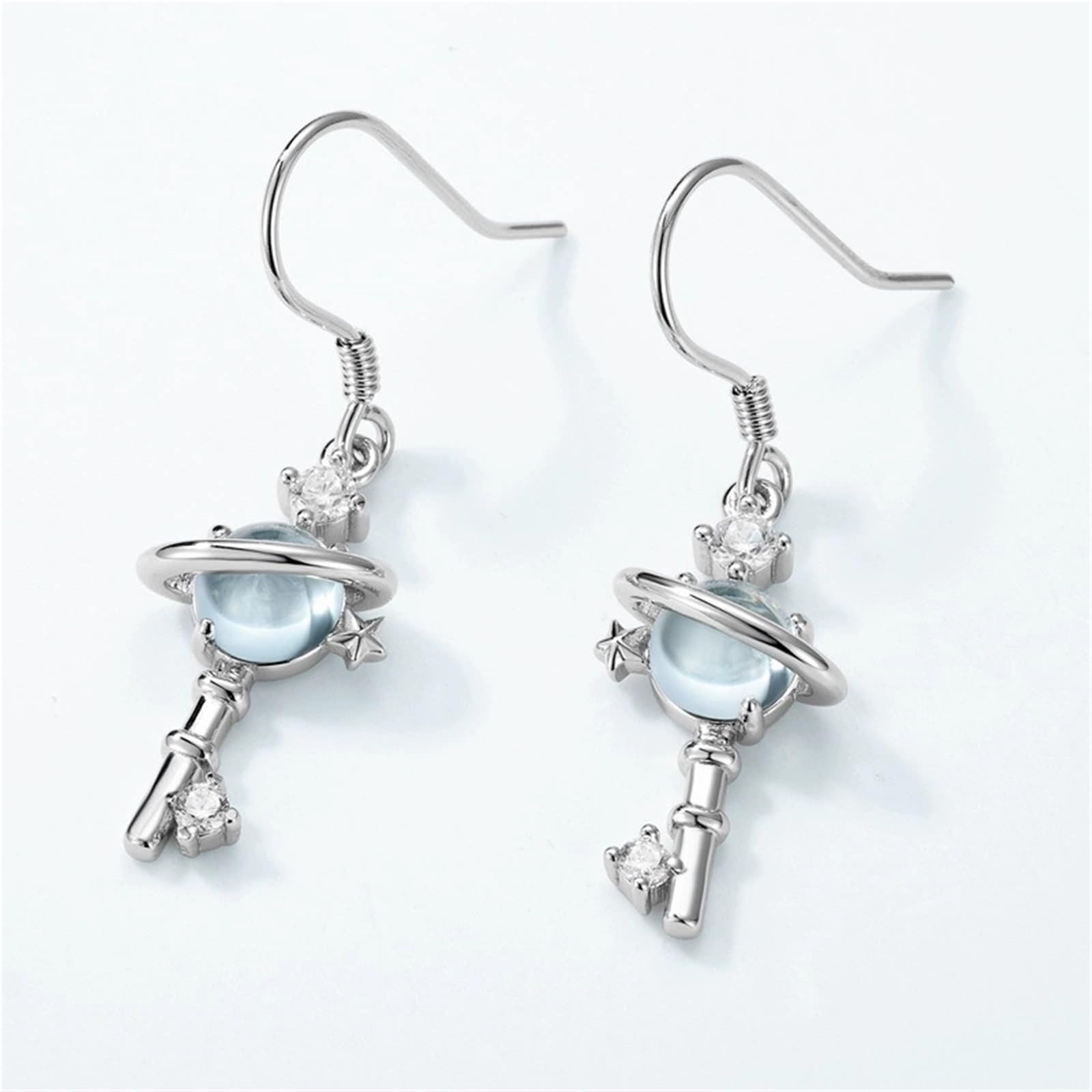 S925 Sterling Silver Sky Blue Topaz Kolczyki dla kobiet, geometryczne lekkie kolczyki, hipoalergiczne pudełko upominkowe, podróże ślubne w biurze