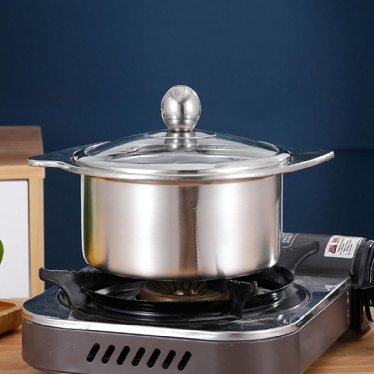 Garneck Divided Hot Pot and Even Heat Distribution with Dual Pot Design Stainless Steel for Multi-flavor Cooking 16cm Compatible with Induction Cooker for Family Gatherings and Small