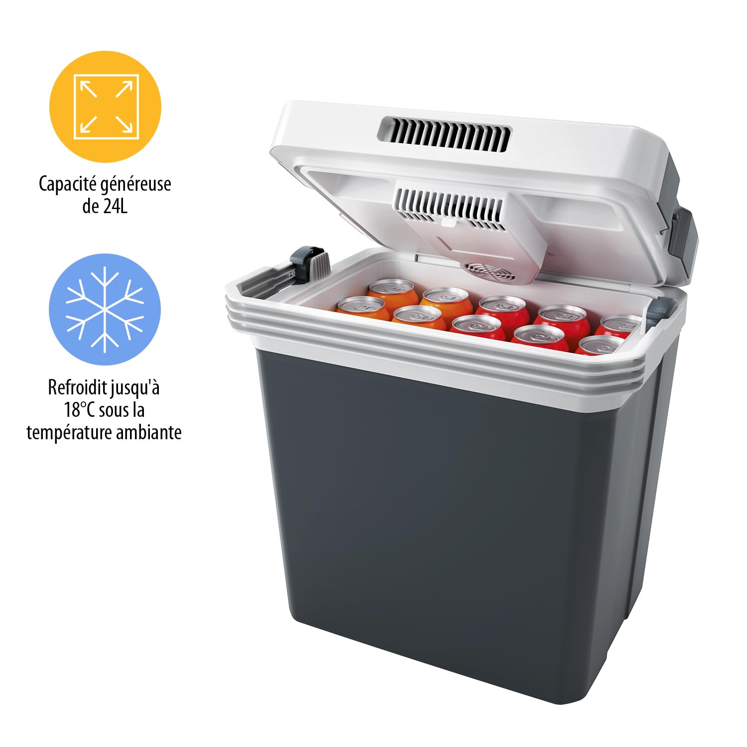 Tristar glacière thermoélectrique - 24 L - Idéale pour Le Camping et Les Longs trajets - Prises 12 et 230 V - 2 Modes - Rafraîchit & réchauffe - KB-7524