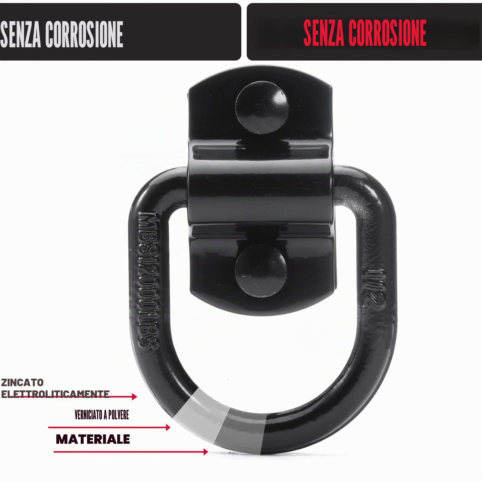 VEXPLO 4 Pezzi Robusto Ganci per Rimorchio Anello Ancoraggio Rimorchio Furgone, capacità di Carico 5400Kg, Avvitabile D Anello di Fissaggio con Ganci