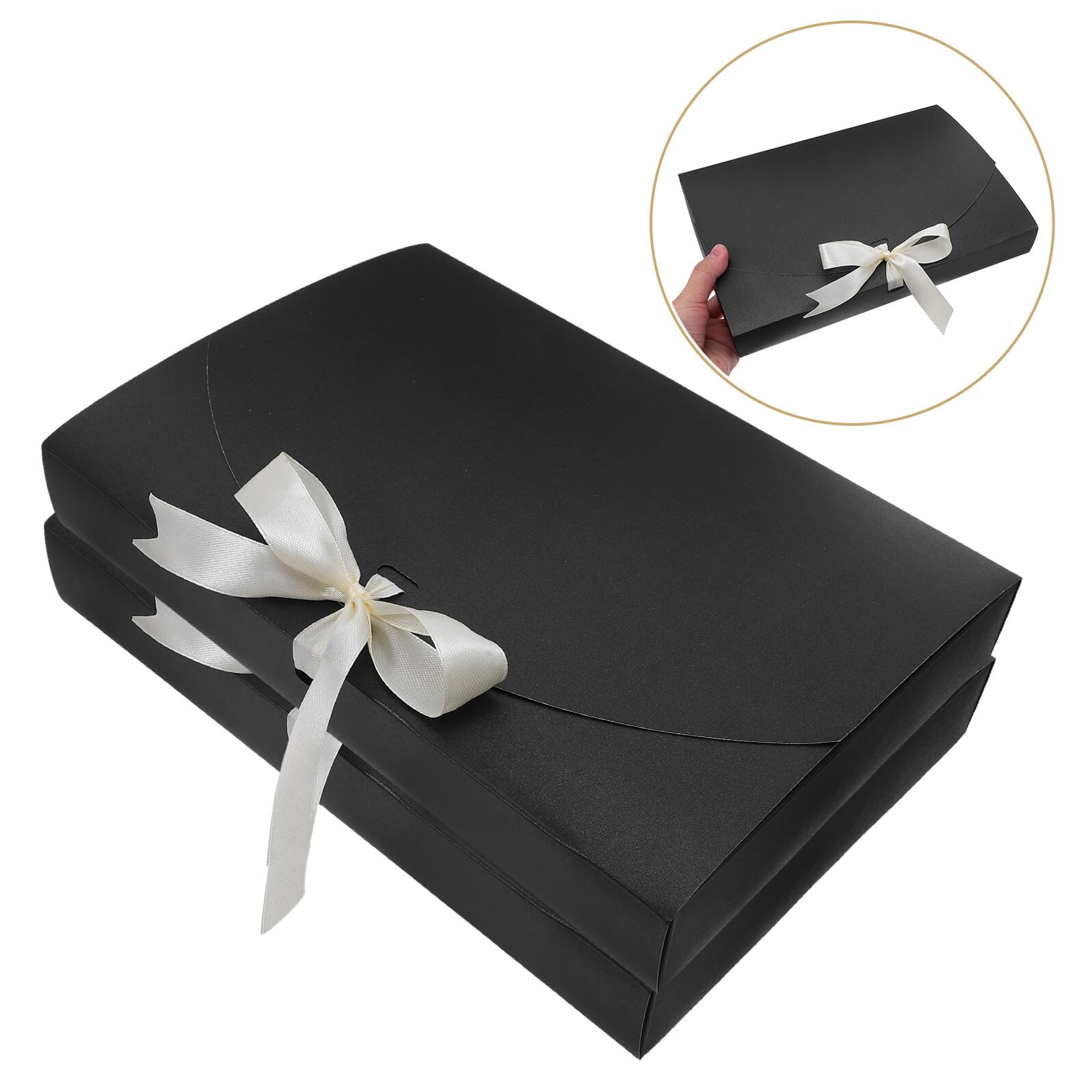 CANIGHT 20 Stück Geschenkbox Schwarz Geschenktüten für Schals Dessous und Handtücher aus Perlpapier Praktische Verpackung für Hochzeit Weihnachten und Gastgeschenke