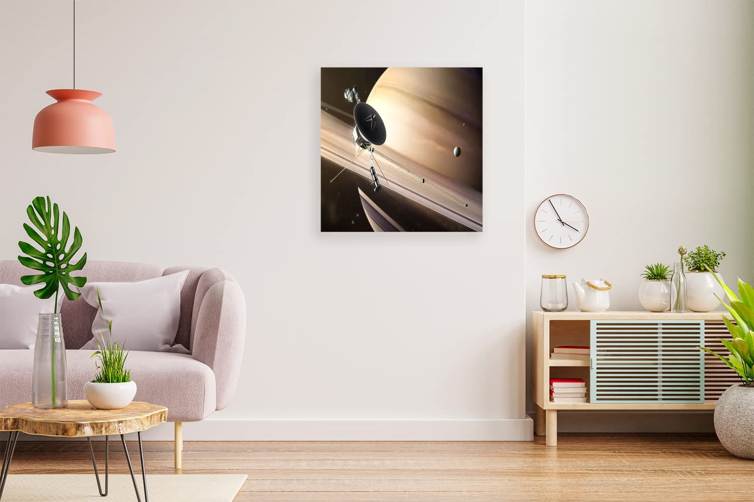 XtremeSkins Designs Print Wooden Framed Canvas Wall Art Decoration Poster (14x14 Inch) - Saturn Flyby