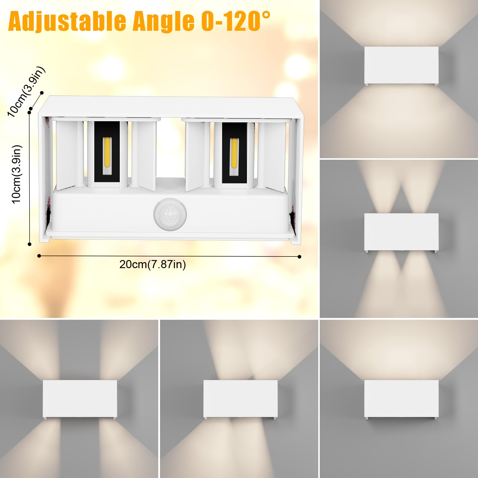 Klighten 24W lampa z czujnikiem ruchu, lampa ścienna zewnętrzna/wewnętrzna, IP65 4000K, lampa z czujnikiem ruchu, biała