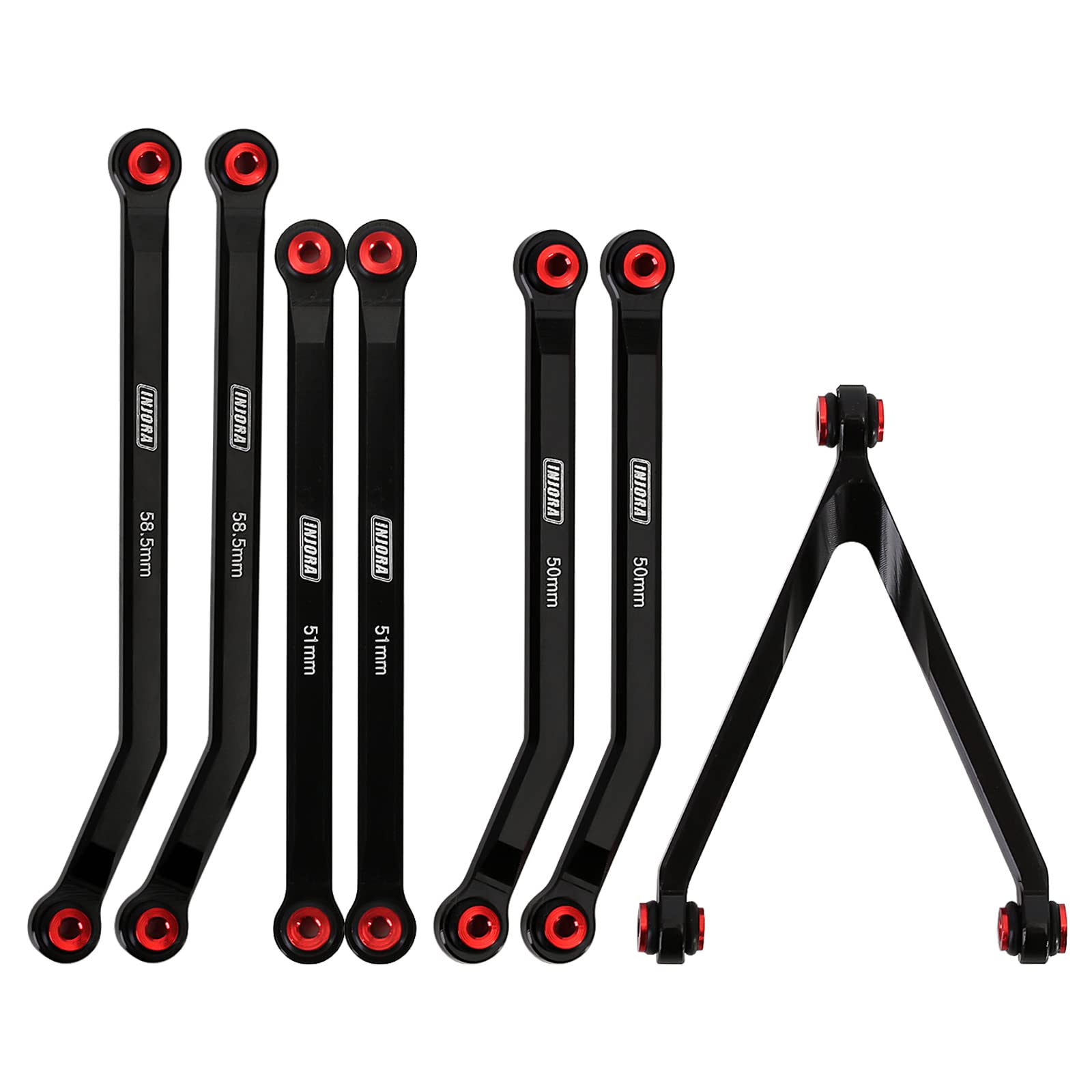 INJORA Collegamenti Alluminio CNC Set di Collegamenti del Telaio ad Alto Gioco per 1/24 RC Crawler LWB 133.7mm Assiale SCX24 C10 JLU Bronco Base Camp（Nero）