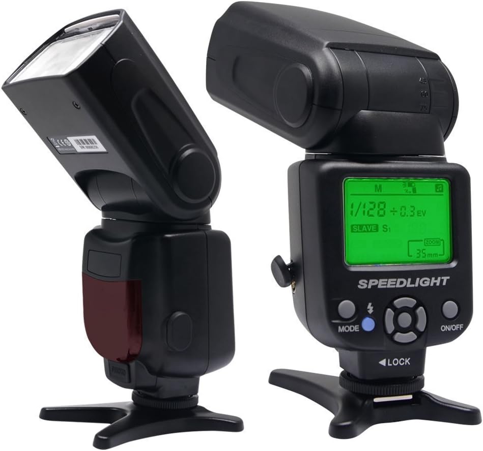 VD-930 Manual Professional Universal Speedlite, Camera Flash for Canon Nik Panasonic Olympus Fujifilm Pentax and Other DSLR Digital SLR Film Cameras with Standard Hot Shoe+LCD Display