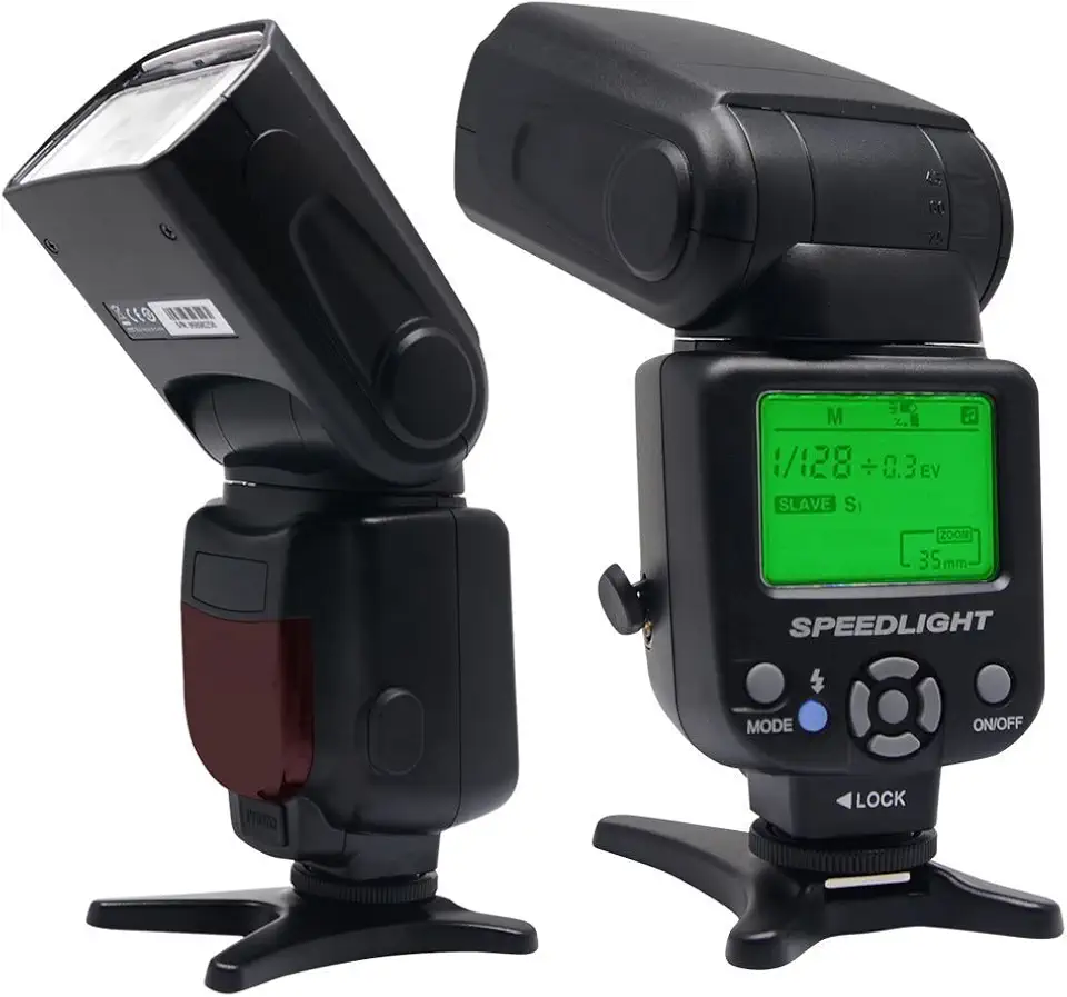 VD-930 Speedlite universal manual profissional, flash de câmera para Canon Nik, Panasonic, Olympus, Fujifilm Pentax e outras câmeras de filme SLR digitais DSLR com hot shoe padrão + visor LCD