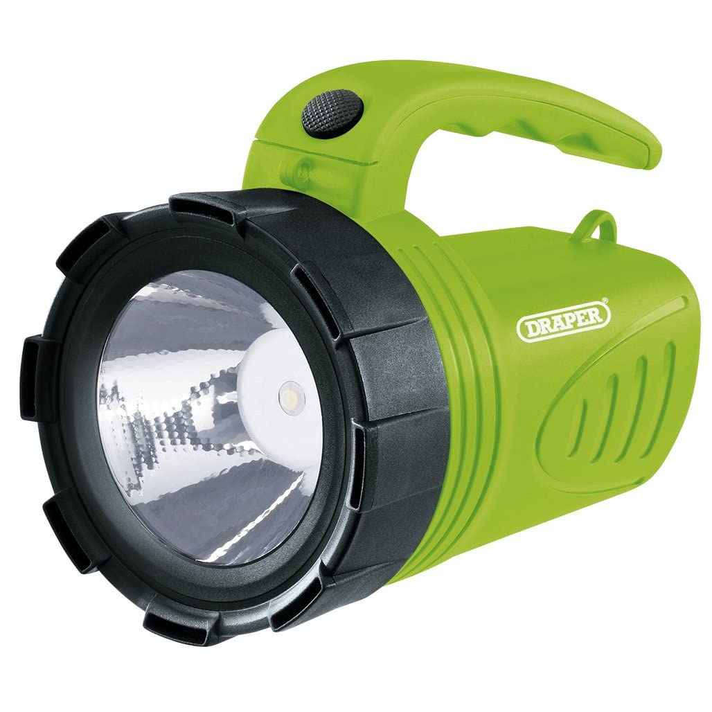 Draper 66012 3W LED Rechargeable Spotlight Torch Green Camping Garage Home